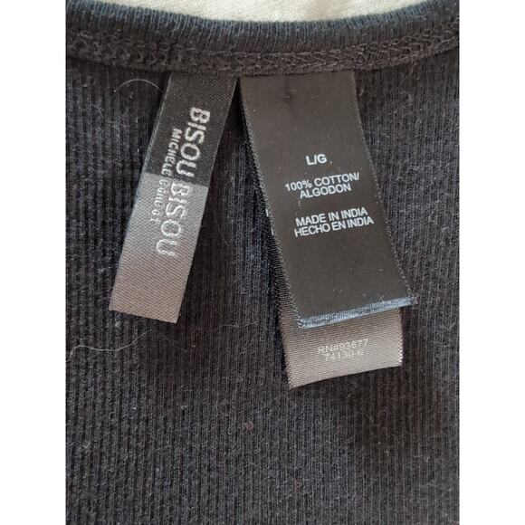 Red Black Sequin Chevron Tank Top Size Large Y2K Glam Party Top. Bisou Bisou - Picture 2 of 8